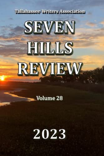 The cover of the 2023 edition of the Seven Hills Review depicts a sun setting over a dark landscape.